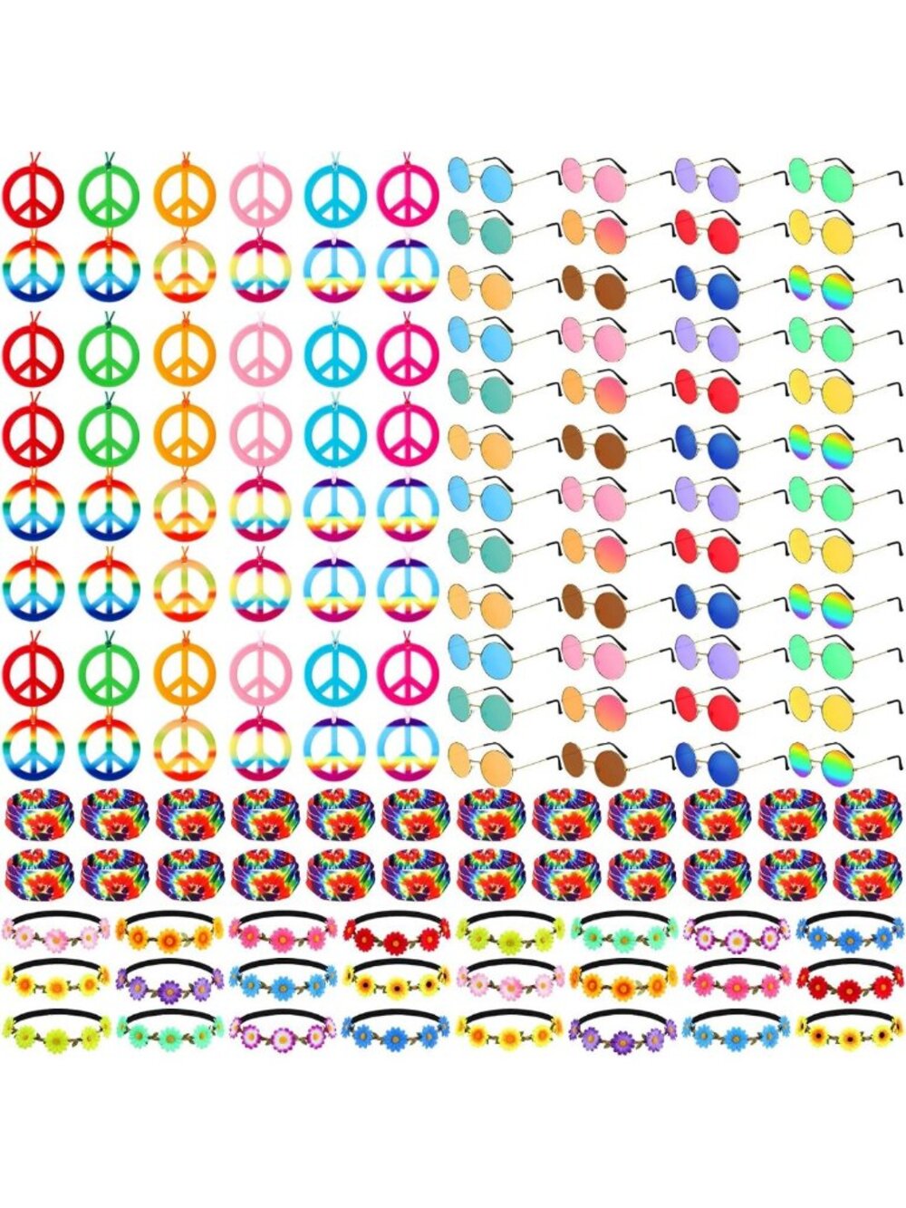 Vintage 70s Hippie Accessories Set - 36 to 216 Pcs Retro Boho Style
